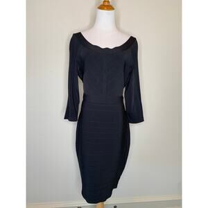 JS Collections Black Bandage Dress Scoop Neck Sz 12